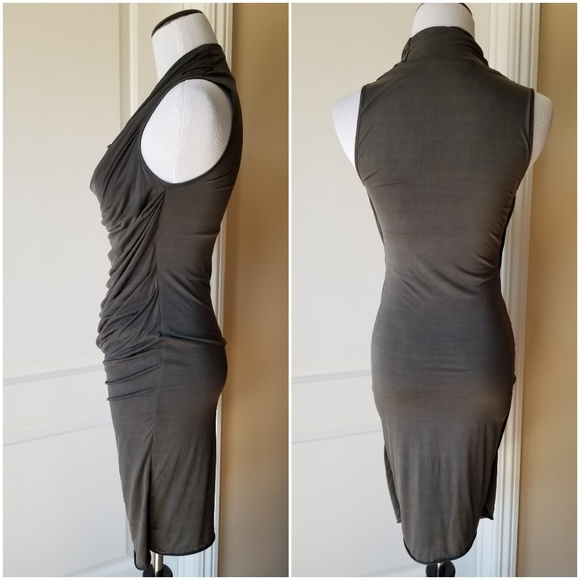 Helmut Lang Grey Shade Draped Dress Ruched Cowl P - Picture 3 of 4